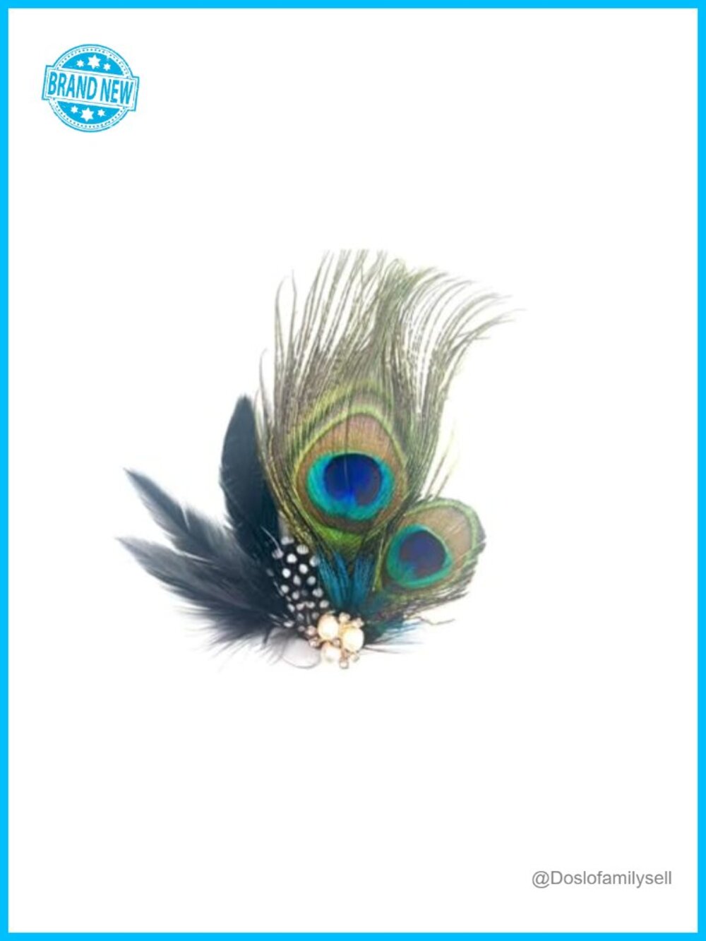Peacock Feather Hair Clip Fascinator Rhinestone 1920s Flapper Hairpin Bridal